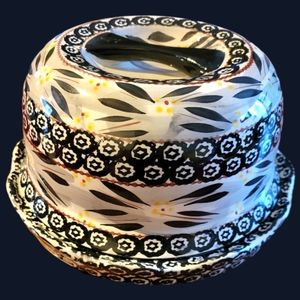 Vtg Temp-tations Presentable Ovenware Old World Blqck Bowl Lidded Serving Tray